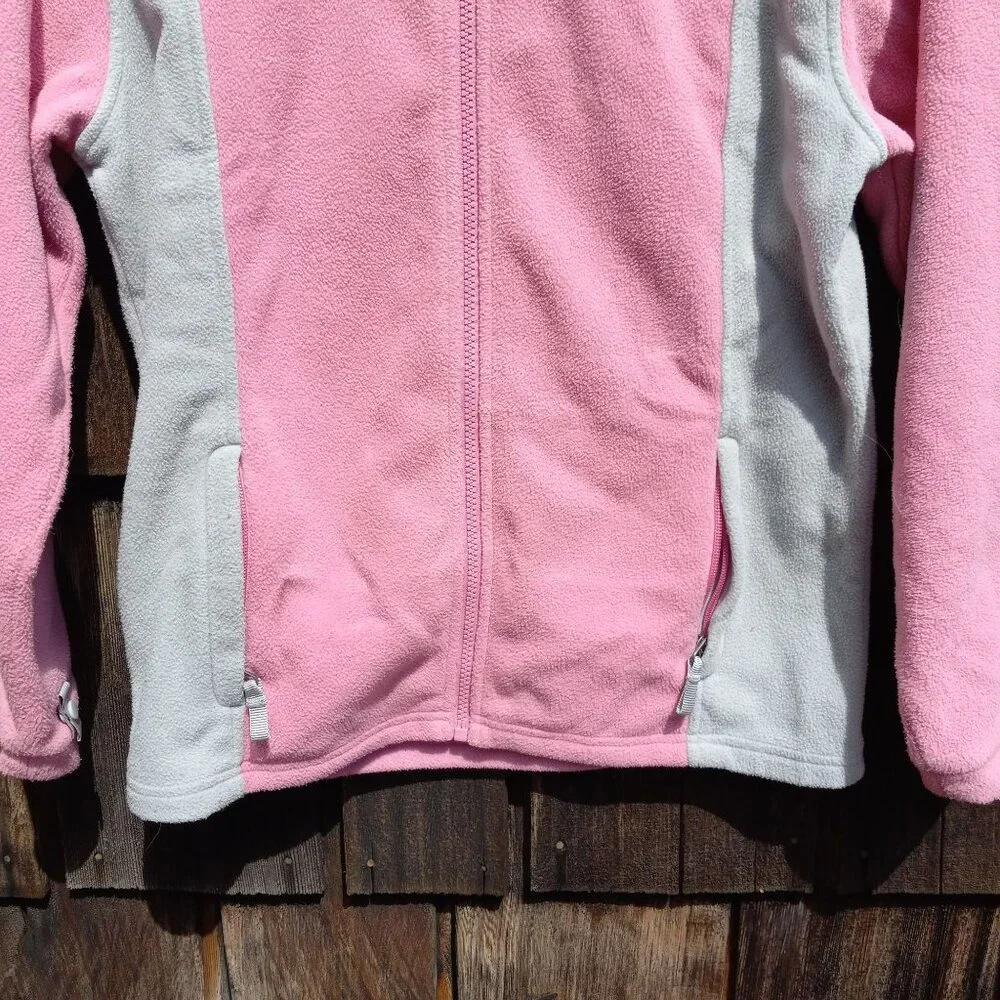 Girls North Face‎ Pink Gray Full Zip Fleece Jacket Size Youth